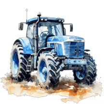 Blue Watercolor Tractor Boy Baby Shower