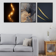 Golden Noir Abstract Wall Art – Luxury Dark Gold 