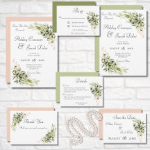 Olive Branch Bouquets Wedding Suite Cards