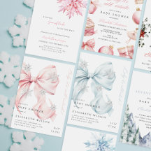 2025 Winter Theme Baby Shower Invitations