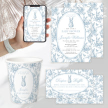 Blue Little Bunny Spring Easter Baby Boy Shower