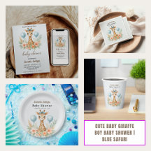 Cute Baby Giraffe Boy Baby Shower Collection