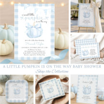 A Little Pumpkin Blue Bow Fall Baby Shower