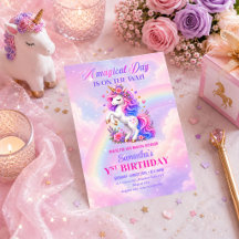 Magical Pastel Pink Purple Unicorn Birthday 136U