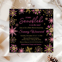 Gold and Pink Snowflakes Baby Shower