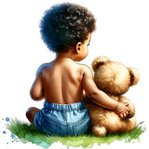 African-American Baby Boy with Teddy Baby Shower 