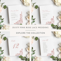 Vintage Dusty Pink Rose Lace Wedding