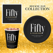 Cute, Elegant Black & Gold, Modern 50th Birthday 