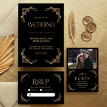 Modern Deco Luxe Black and Gold Wedding Suite