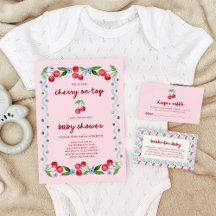 Cherry on Top   Red Script Watercolor Baby Shower