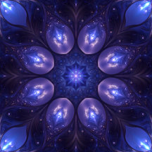 Intricate dark blue and purple radial fractal patt