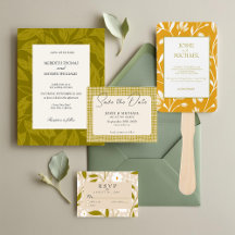 Green Boho Pattern Play Botanical Wedding Suite