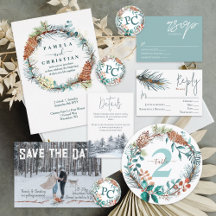 Winter Pine Needles, Pinecones, Eucalyptus Wedding