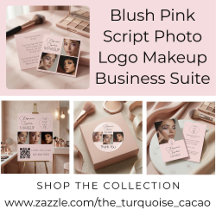 Blush Pink Script Photo Logo Makeup Business Suite