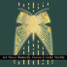Art Deco Butterfly: Green Gold Marble