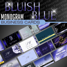 Blue Monogram Business Cards - Classy Luxury Glam