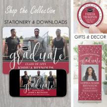 Red, White & Black Modern Graduation Celebration