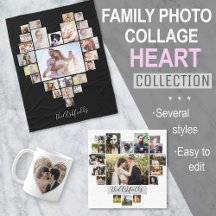 Family Photo Collage Custom Heart Shape Collection