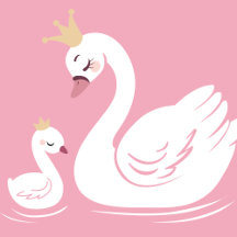 Swan Baby Shower Bird with Crown Pink