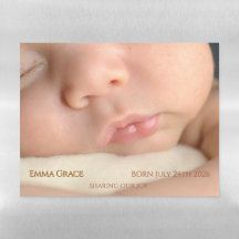 Timeless Elegant Photo Magnetic Birth Announcement
