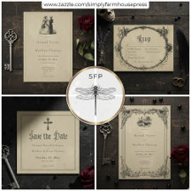 Vintage Gothic Black Toile Tan Wedding