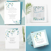 Blue Floral Wedding Stationery Suite