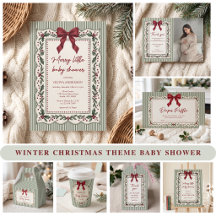 Green Stripe Winter Christmas Theme Baby Shower