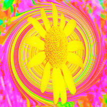 Yellow Sunflower on a Psychedelic Swirl