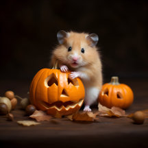 Hamster And Halloween Pumpkins