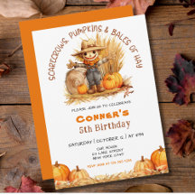 SCARECROWS PUMPKINS & BALES OF HAY MODERN BIRTHDAY