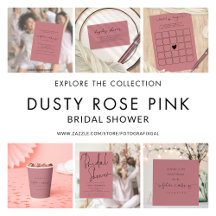 Dusty Rose Pink Bridal Shower Invites & Essentials