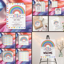 Colorful Hearts Meet Retro Rainbow Baby Shower