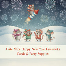 Cute Mice Happy New Year Fireworks collection