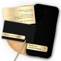 Black Gold Elegant Brushed Metal Business Monogram