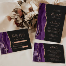 Purple Agate Rose Gold Glitter Dark Wedding Suite