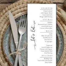 Simple Elegant Modern BohoMenu Vertical Menu Cards