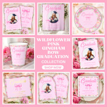 Wildflower Pink Gingham Bow Graduation Collection