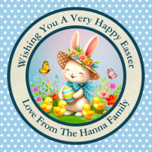 Cute Easter Bunny and Happy Spring Flowers Holiday