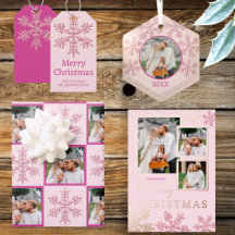 Pink Snowflake Glam Sparkle Christmas Holiday
