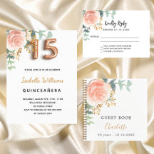 Quinceañera - floral eucalyptus balloon fonts