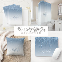 blue and white glitter drip