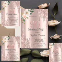 Roses Glitter Drips Rose Gold Birthday