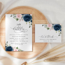 Navy and Blush Flowers Birthday Collection