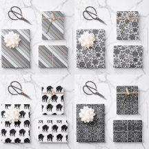 Wrapping Sheets Gift Paper In Black Gray And White