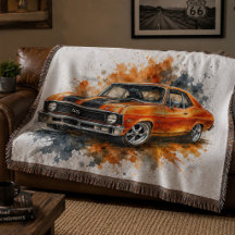 Vintage Hot Rod Throw Blankets 
