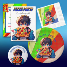 Anime Boy's Pizza Birthday Party