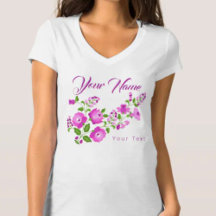 Trendy Colorful Wildflowers with Monogram T-Shirt