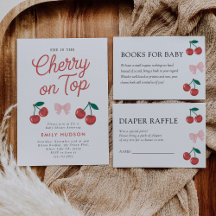 Cherry on Top Cute Pink Bow Baby Shower