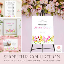 Wildflower Bridal Shower Watercolor Florals Modern