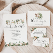 Winter evergreen baby shower collection